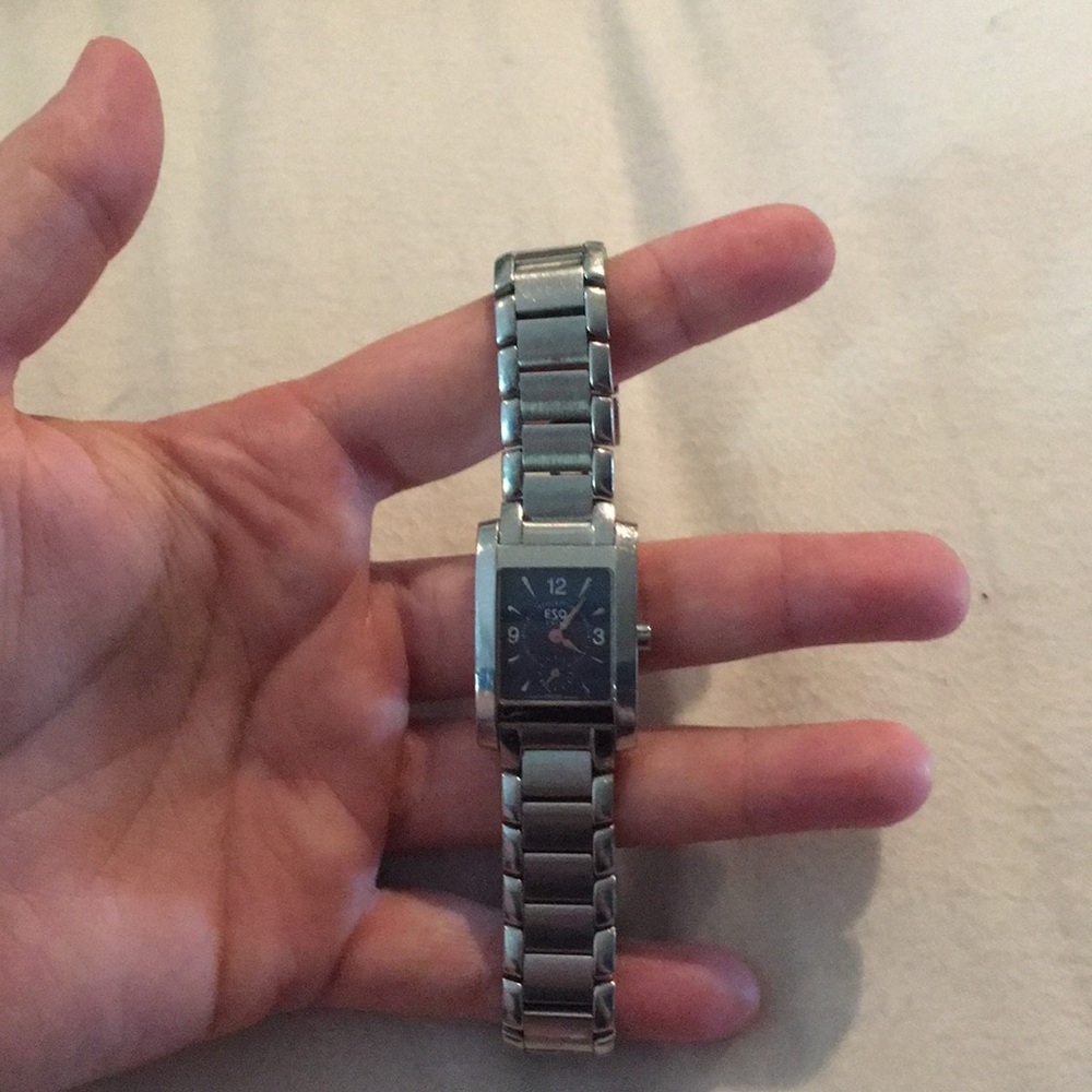 Movado Silver-Tone Women's Bracelet Watch with Black Dial